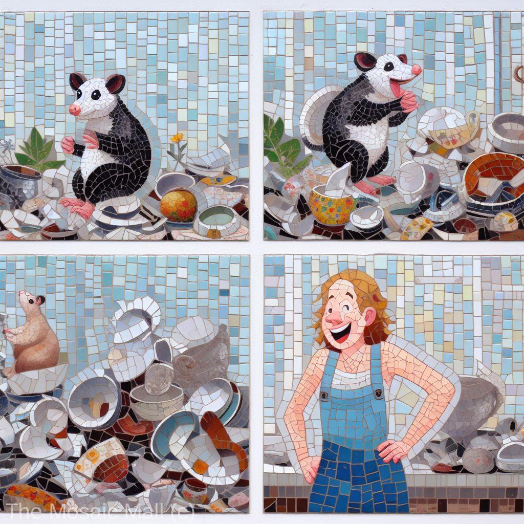 mosaic possums, naughty in the stash room!
