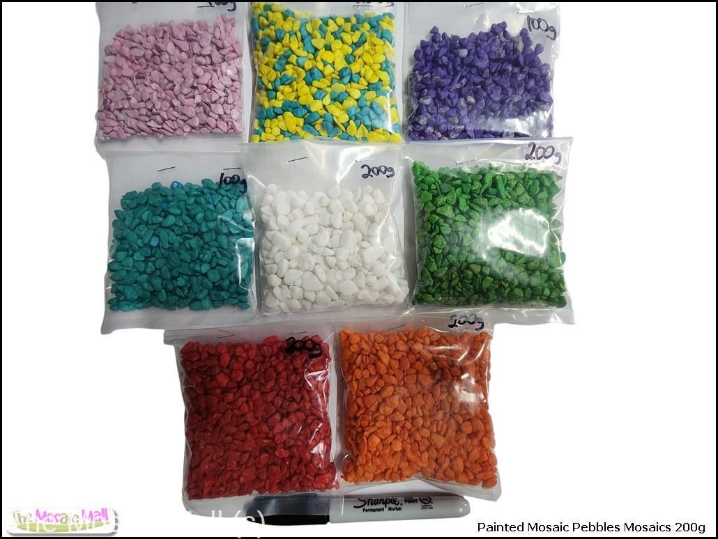 Add painted pebbles to your mosaic art and craft.  The Mosaic Mall Australia