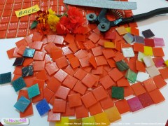 Tomato Orange Red Mosaic Glass Tile |The Mosaic Mall - sqaure tile