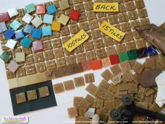Brown mosaic glass vitreous tiles.