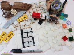 Mosaic glass vitreous tiles, the Mosaic Mall, OzMosaics, Australia, frosty white