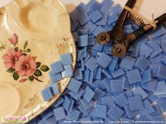 Blue mosaic glass vitreous tile.