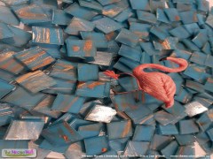 Deep Blue mosaic Glass Tiles with gold threads on the surface.