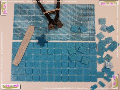 Blue mosaic glass vitreous tile