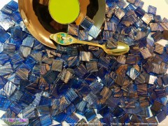 Glossy surface, gold streaks glass mosaic tile