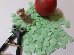 pale apple green tile, square mosaic tile