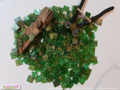 v285g Tambourine Mosaic Green Glass Mosaic Tile