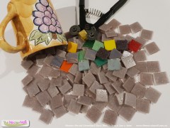 Lavender glass mosaic tile