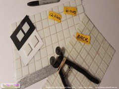 White mosaic glass vitreous tiles.